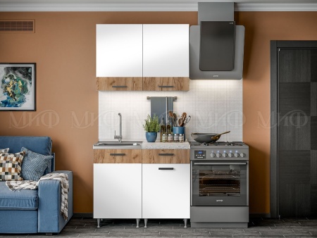 Кухонный Гарнитур Риана 1000 мм ЛДСП Белый+Крафт