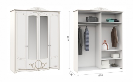 Спальный Гарнитур Барбара Белый/Патина Золото