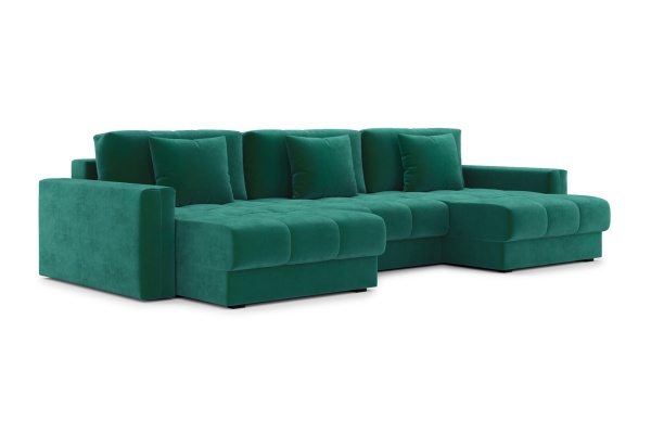 Диван п-образный тик-так Монарх М1О2 изумрудный