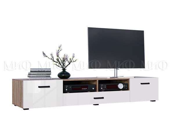 Тумба TV Ницца NEW 2 Двери + 1 Ящик МДФ  (Ш-2000 x В-350 x Г-520 мм)