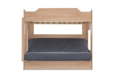 Двухъярусная кровать с диван-кроватью велюр серый / дуб сонома