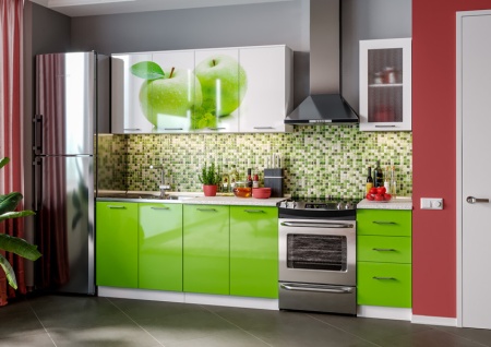 Кухонный Гарнитур Яблоко МДФ/Фотопечать 1600/1700/1800/2000 мм
