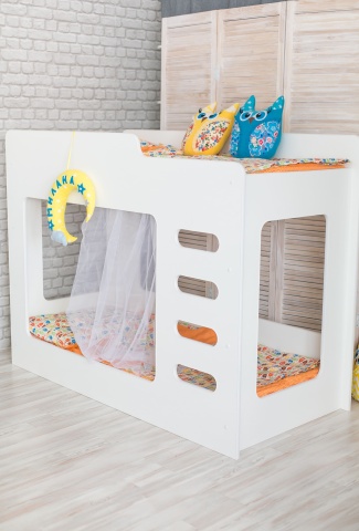 Кровать 2-х Ярусная Белая или Розовая (Ш-1740 × В-1330 × Г-832 мм)